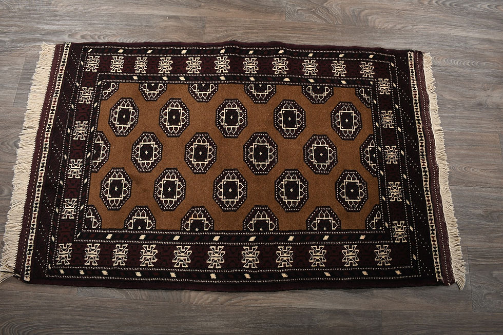 Thumbnail: Vintage Brown 3x4 Hand-Knotted Turkish Wool Area Rug Traditional Oriental
