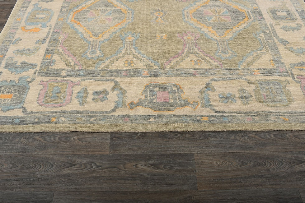 Thumbnail: 8x11 Beige Turkish Oushak Wool Rug