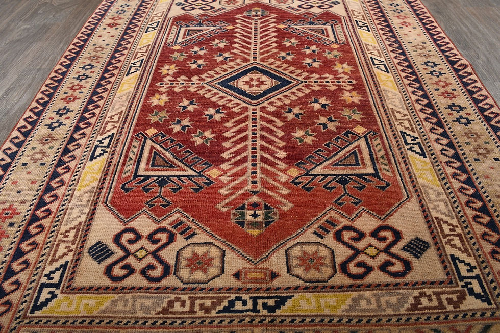 Thumbnail: Vintage Turkish Red Wool Rug 4x6 Handmade Anatolian Area Rug 1110