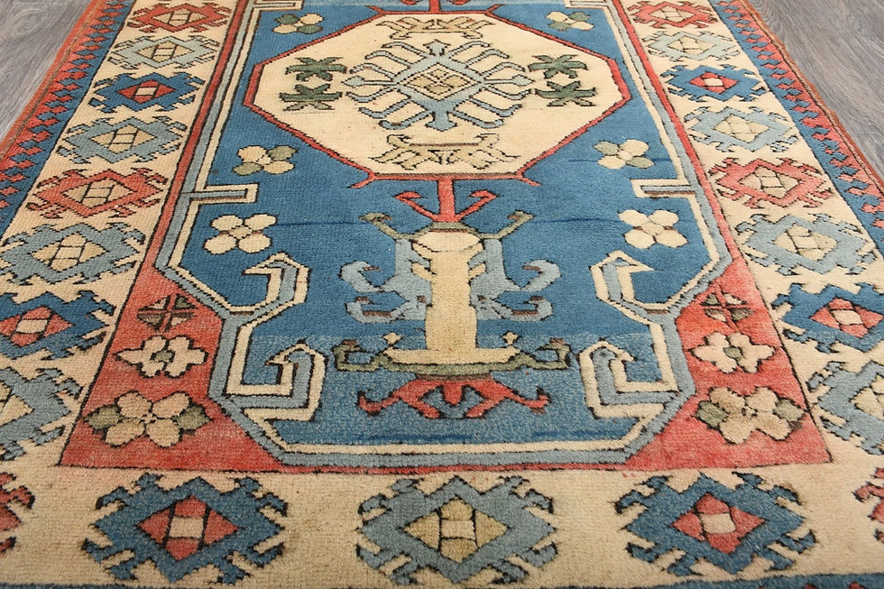 Thumbnail: 4x5 Blue Turkish Wool Rug