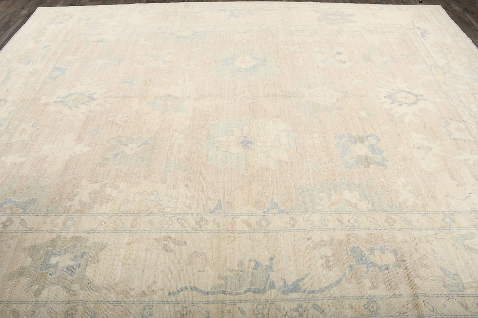 Thumbnail: 9x12 Beige Turkish Oushak Wool Rug