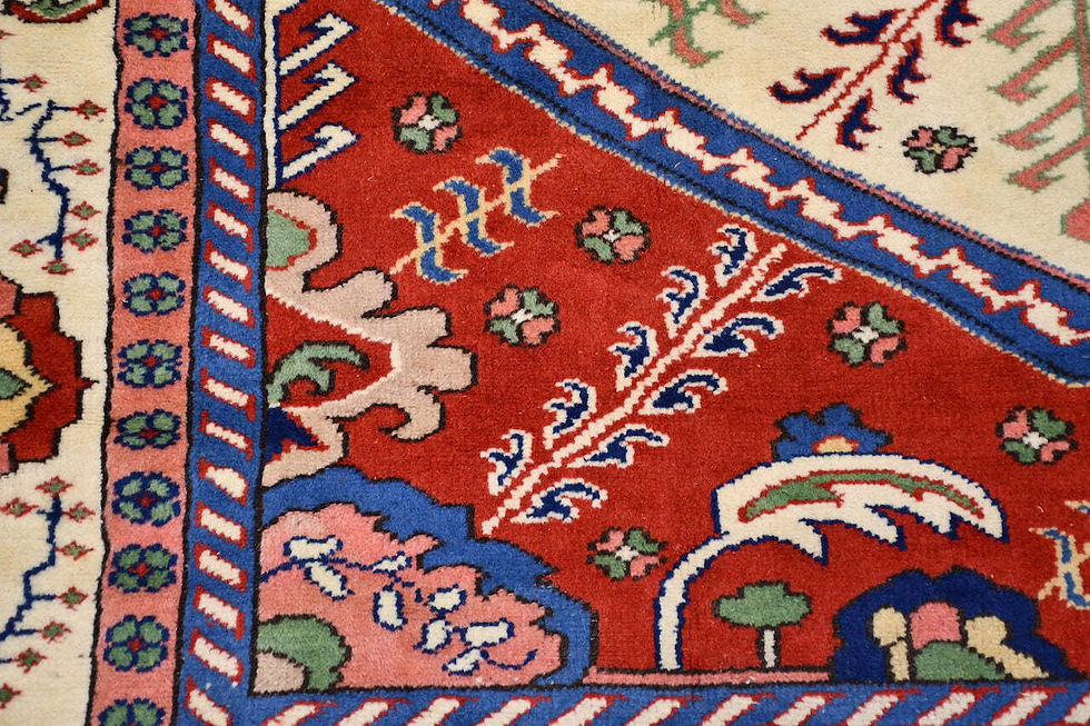 Thumbnail: Ivory-white 6x8 oushak turkish antique rug