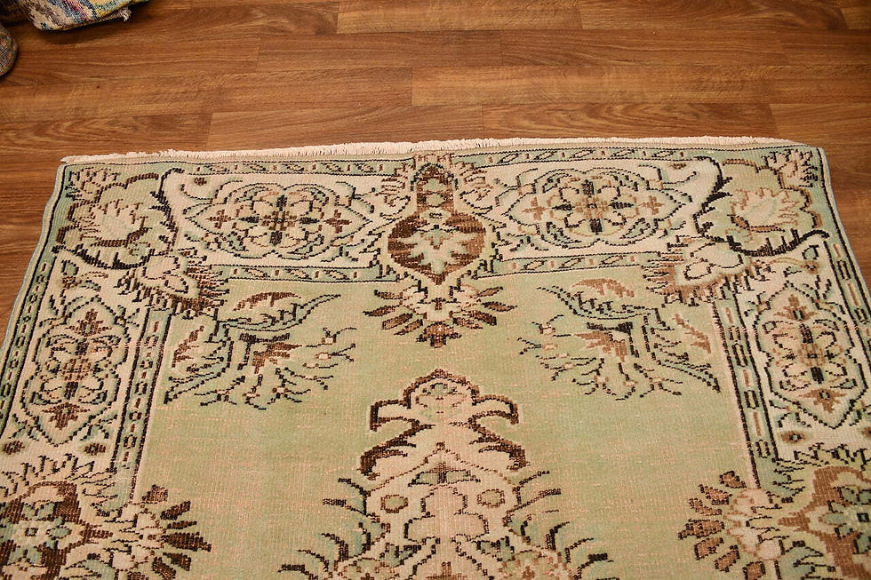 Thumbnail: lvory white light green 6x10 sparta turkish antique area rug