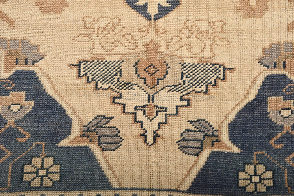 Thumbnail: Beige Turkish Vintage Hereke Rug 4x8 Hand-Knotted Wool Carpet