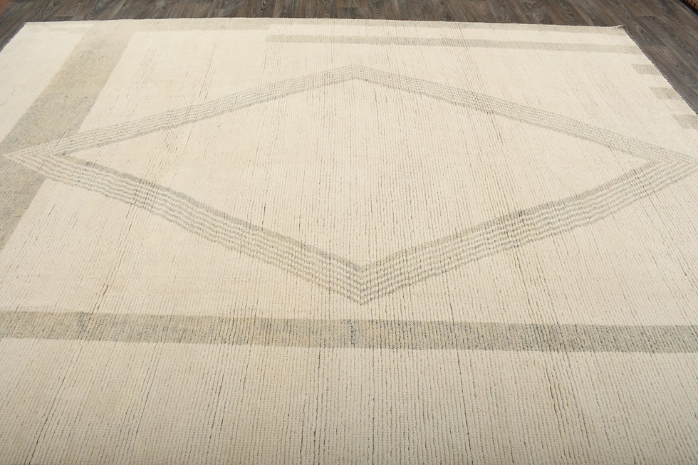 Thumbnail: 9x12 Beige Moroccan Wool Rug