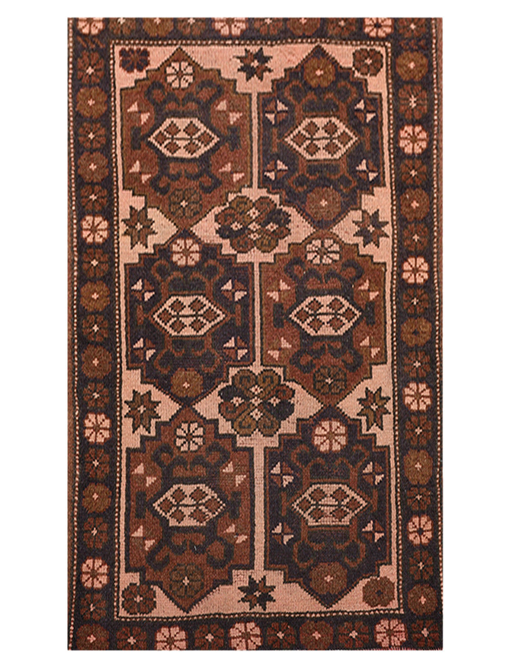 3x4 Brown Semi-Antique Turkish Anatolian Wool Rug