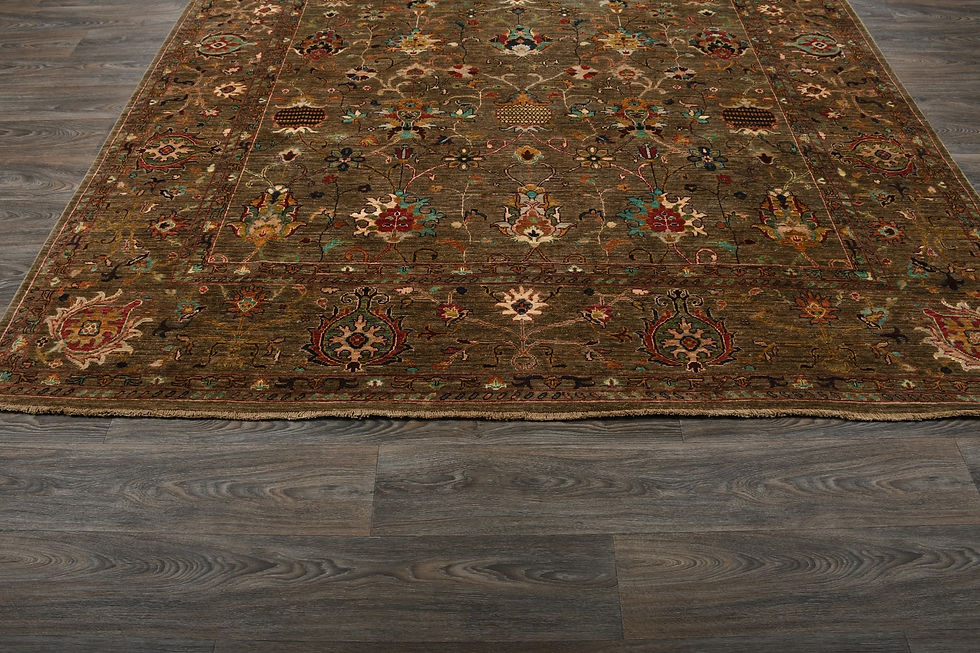 Thumbnail: 8x10 Brown Afghan Sultani Wool Rug