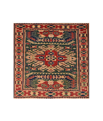 4x4 Rust Semi-Antique Turkish Wool Rug