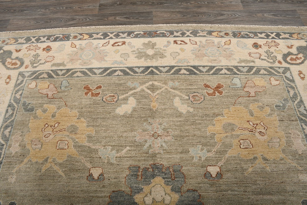 Thumbnail: 9x12 Beige Turkish Oushak Wool Rug