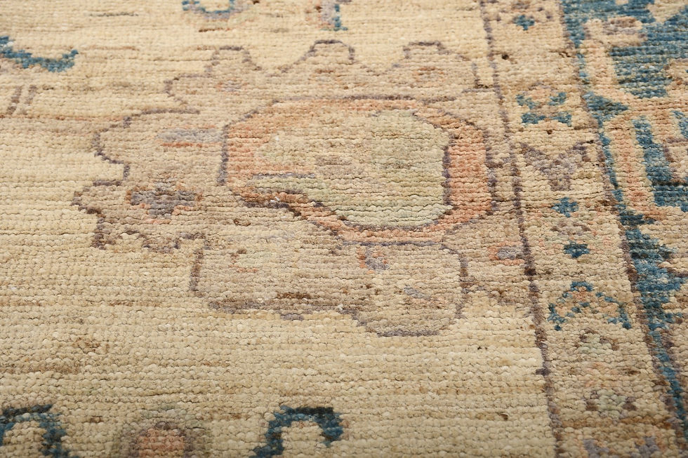 Thumbnail: 9x10 Beige Turkish Oushak Wool Rug