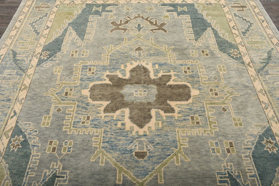 Thumbnail: 8x11 Blue Turkish Oushak Wool Rug