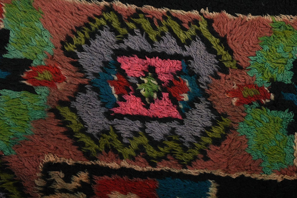 Thumbnail: Vintage Black Turkish Oushak Rug 5x6 Hand-Knotted Wool Area Carpet Antique