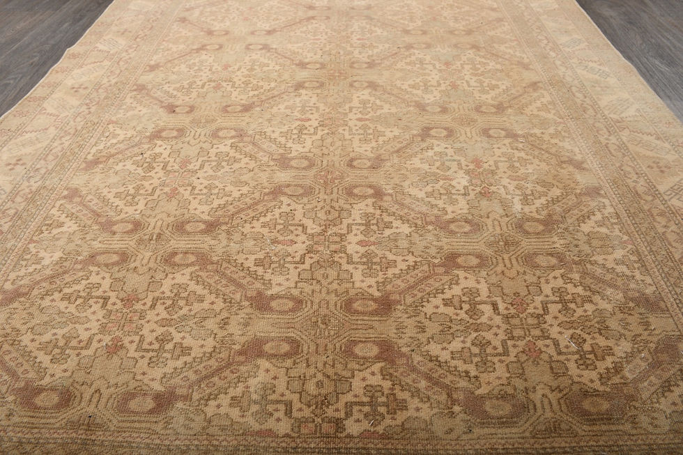 Thumbnail: Vintage 5x7 Turkish Kayseri Rug Hand-Knotted Wool Beige Area Rug