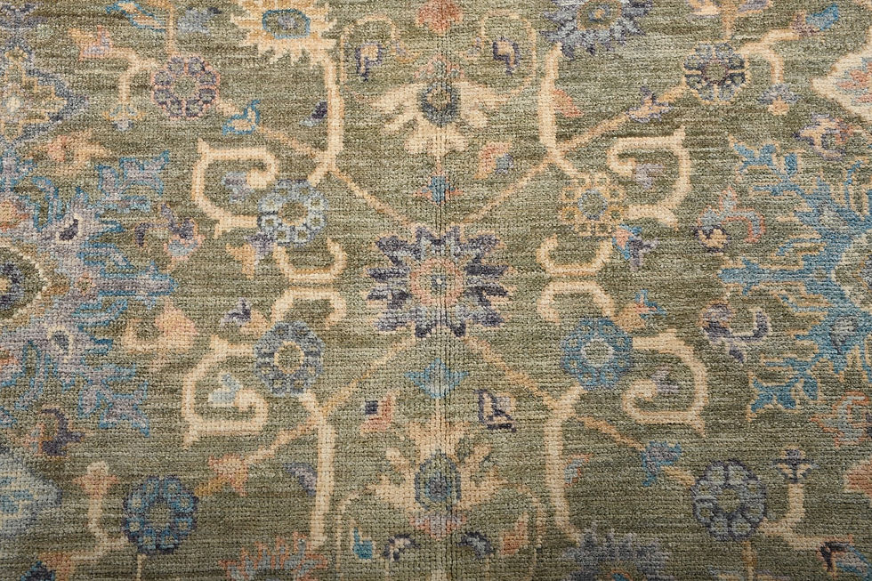 Thumbnail: 8x10 Beige Turkish Oushak Wool Rug