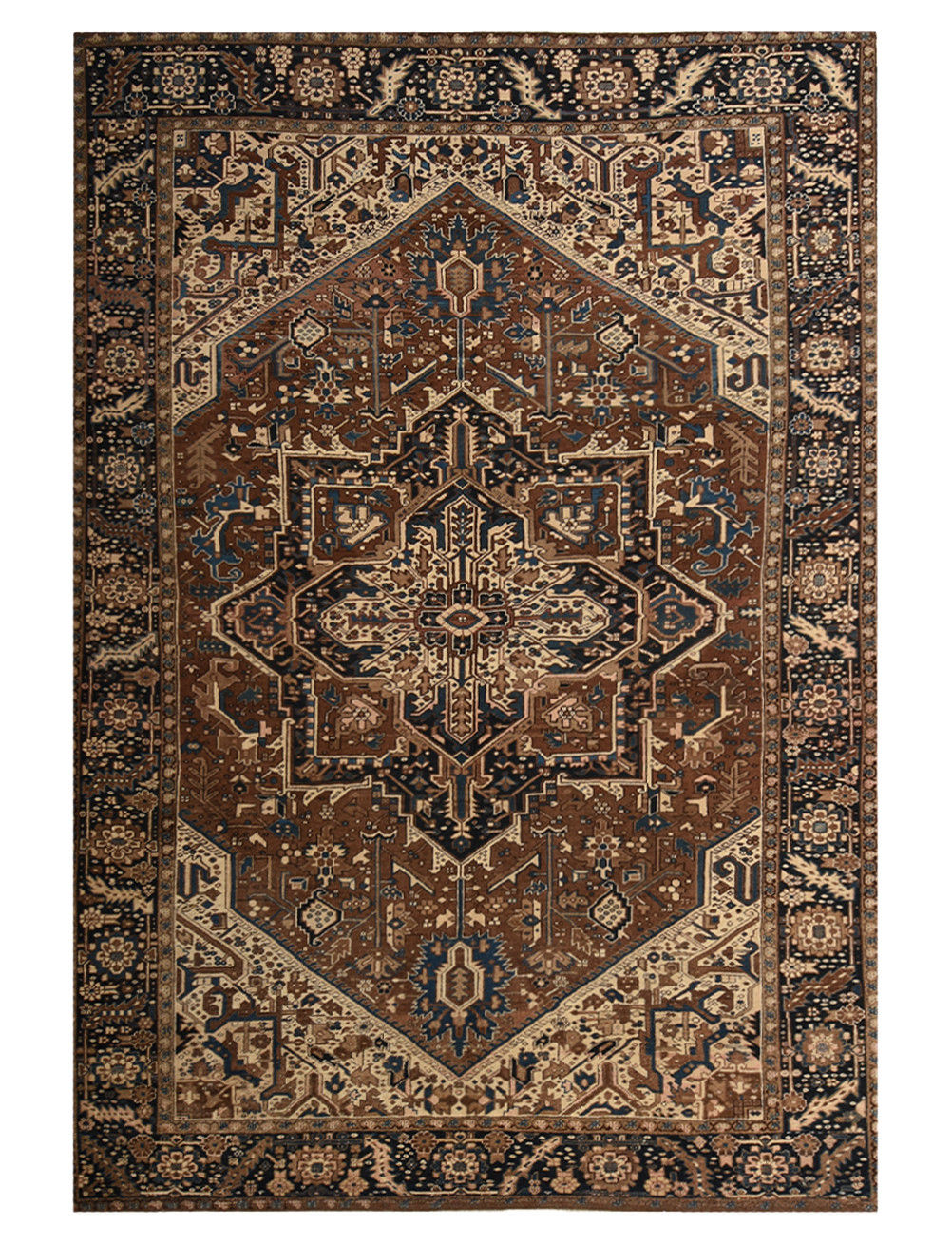 9x12 Brown Semi-Antique Persian Wool Rug