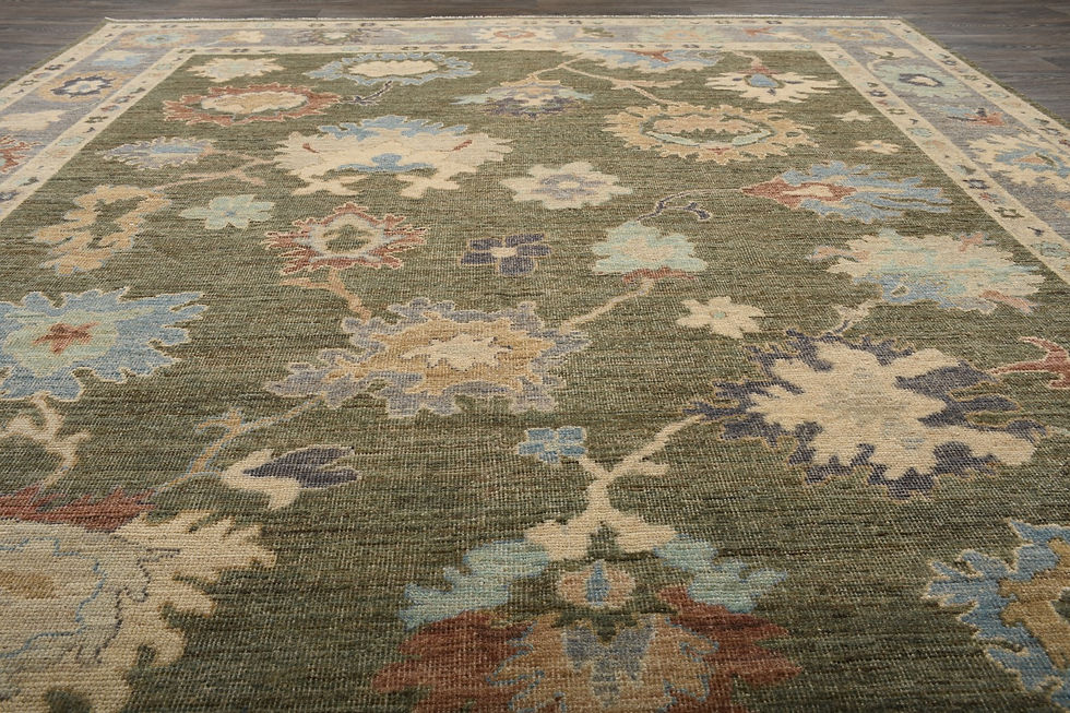 Thumbnail: 8x10 Green Turkish Wool Rug