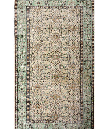 5x7 Beige Semi-Antique Turkish Isparta Wool Rug