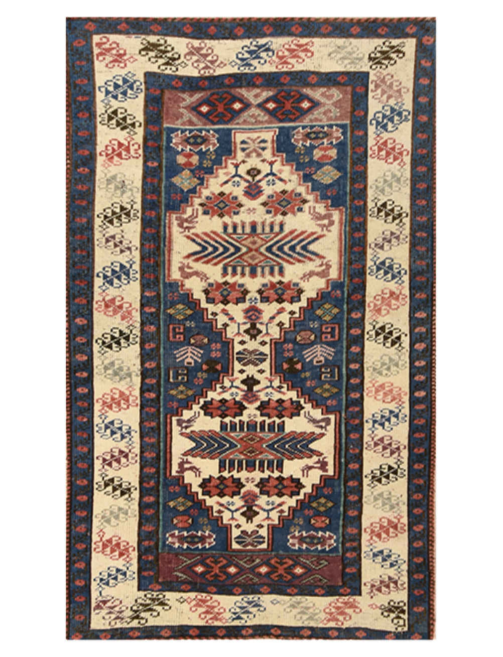 3x5 Navy Vintage Turkish Anatolian Rug Hand-Knotted Wool Small Area Rug