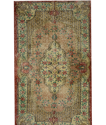 Vintage 4x7 Isparta Turkish Rug in Faded Brown