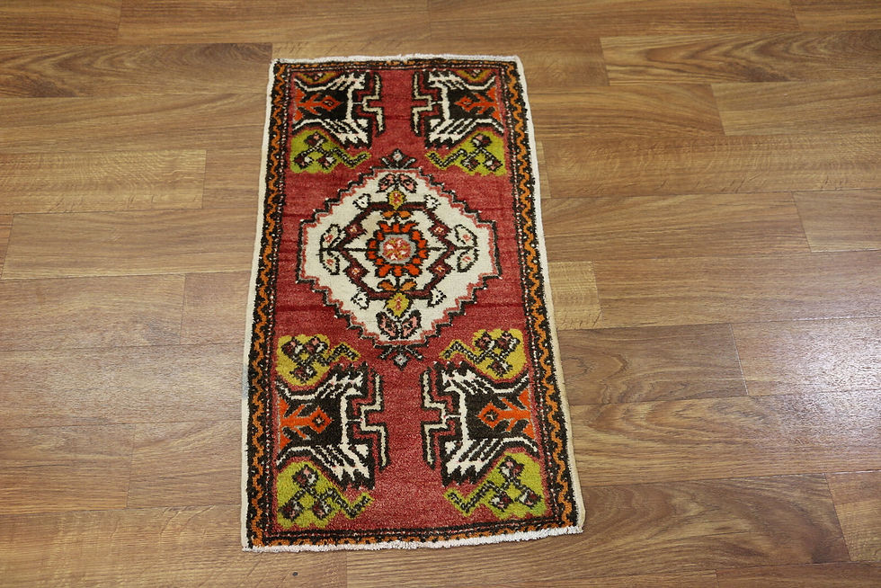 Thumbnail: Wondeful Red Semi-Antique 2x3 Anatolian Turkish Oriental Area Rug