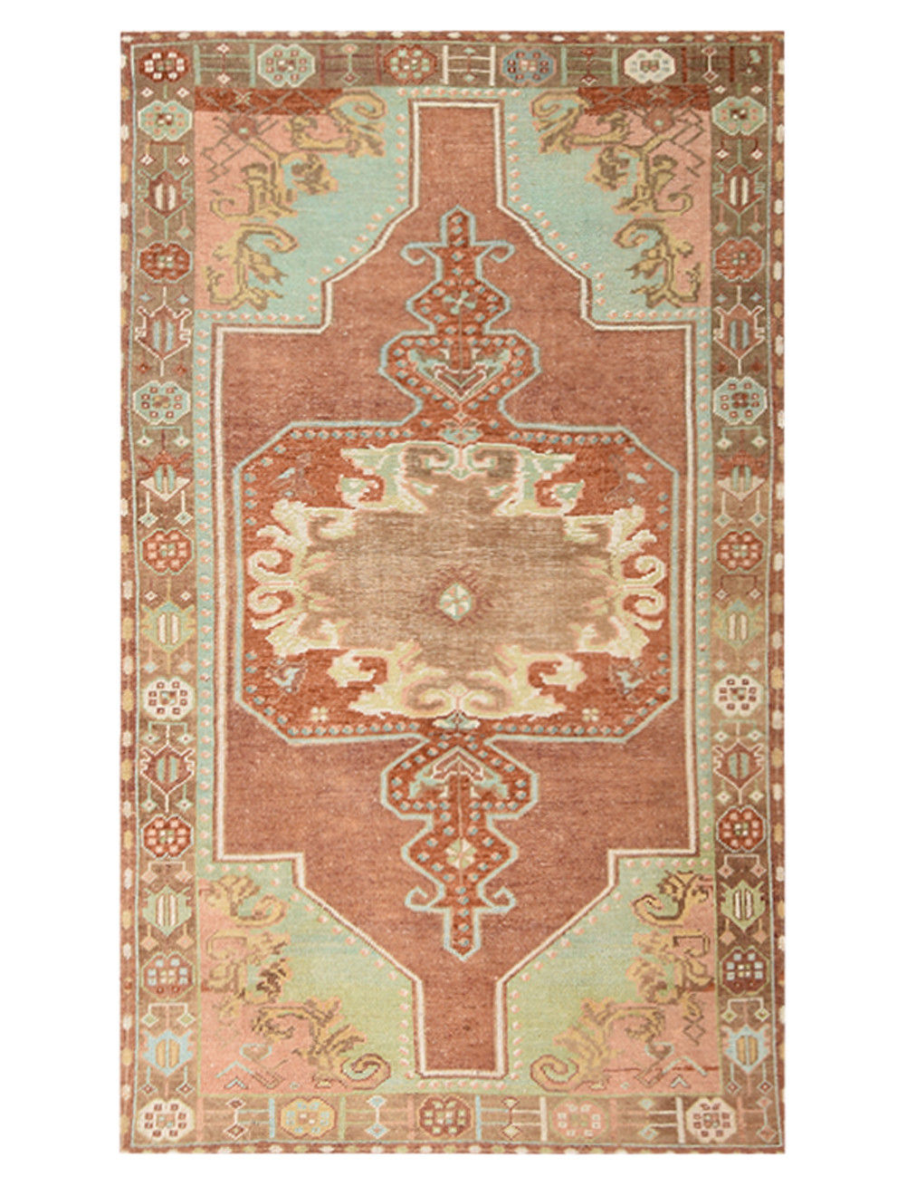 4x7 Vintage Turkish Brown Oushak Rug, Handmade Wool Area Rug, Antique Carpet