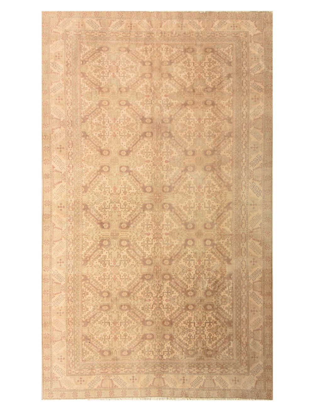 Vintage 5x7 Turkish Kayseri Rug Hand-Knotted Wool Beige Area Rug