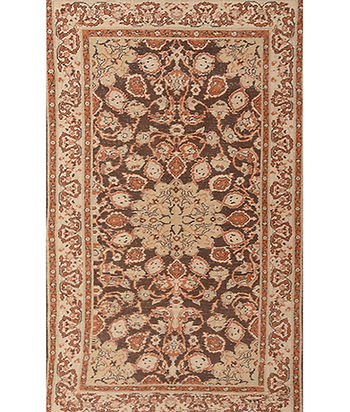 4x7 Brown Semi-Antique Turkish Wool Rug