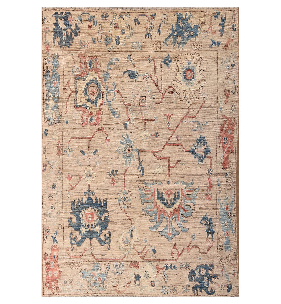 Thumbnail: 8x10 Beige Turkish Oushak Wool Rug