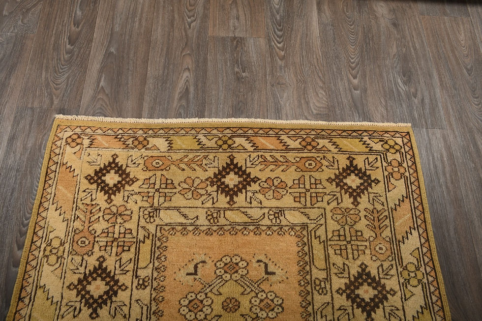 Thumbnail: 4x7 Beige Vintage Oushak Rug, Handwoven Turkish Rug, Handmade Wool Area Rug