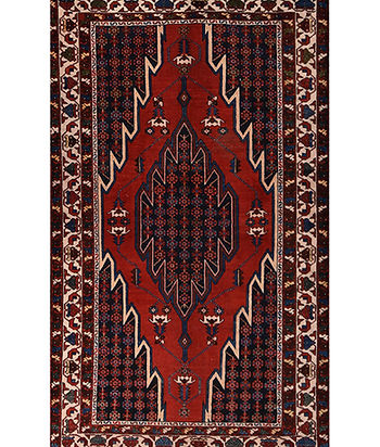 4x7 Red Semi-Antique Persian Wool Rug