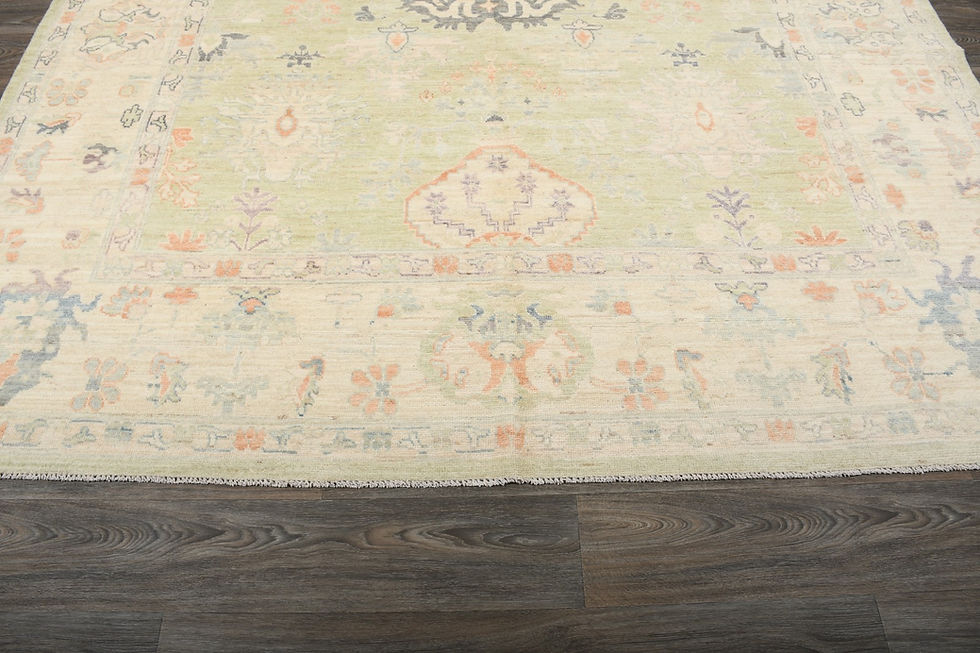 Thumbnail: 9x12 Beige Turkish Oushak Wool Rug