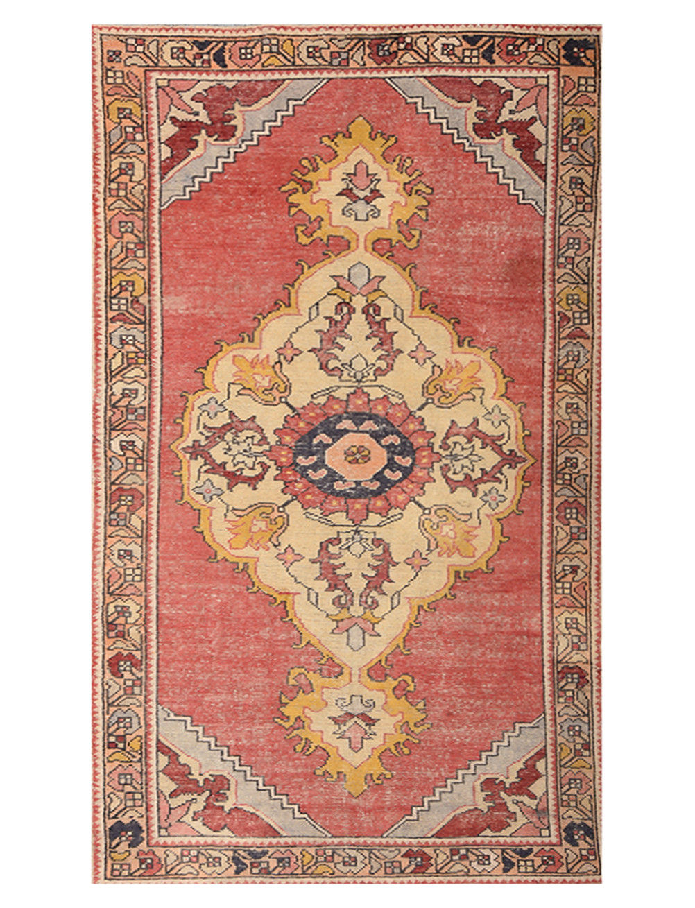 Vintage Turkish Anatolian Rug 4x9 ft Red Handmade Wool Runner Carpet 1167