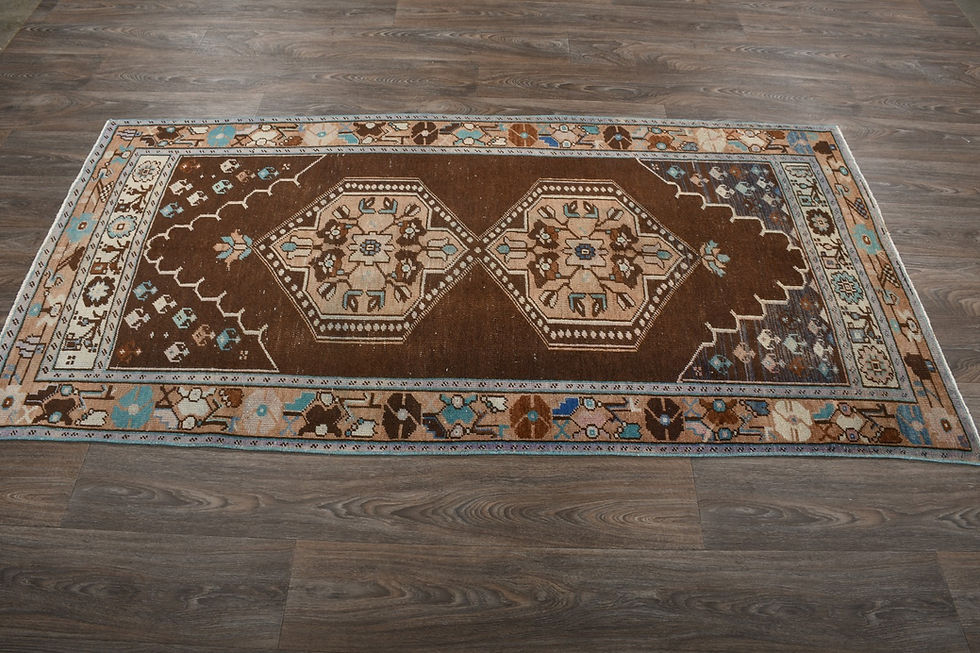 Thumbnail: 4x7 Brown Semi-Antique Turkish Wool Rug