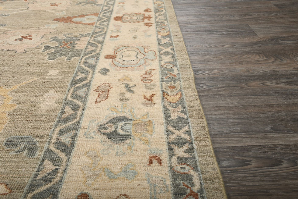Thumbnail: 9x12 Beige Turkish Oushak Wool Rug