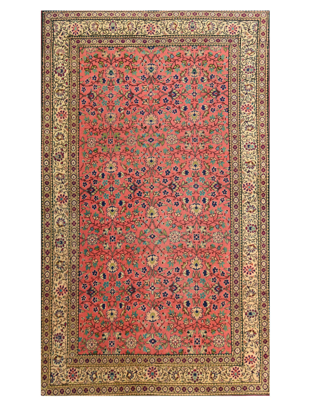 Vintage Red Turkish Kayseri Rug 5x7 Hand-Knotted Wool Area Rug