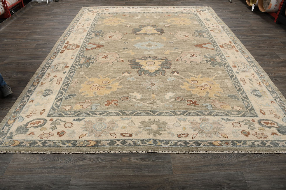 Thumbnail: 9x12 Beige Turkish Oushak Wool Rug
