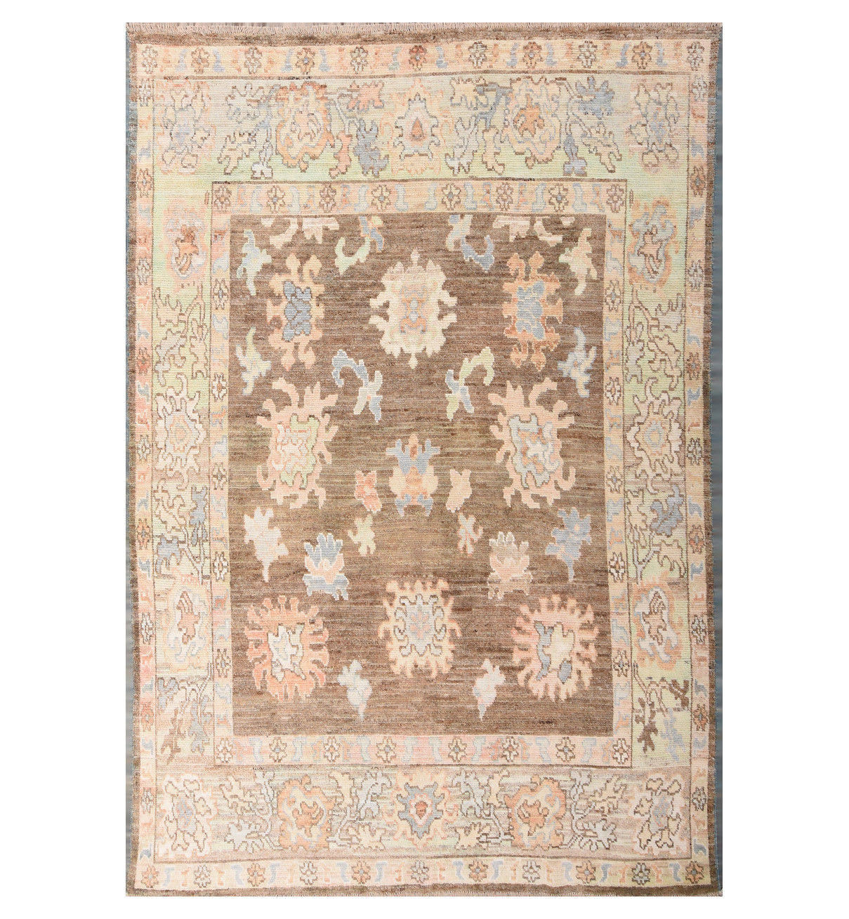 8x11 Beige Turkish Oushak Wool Rug