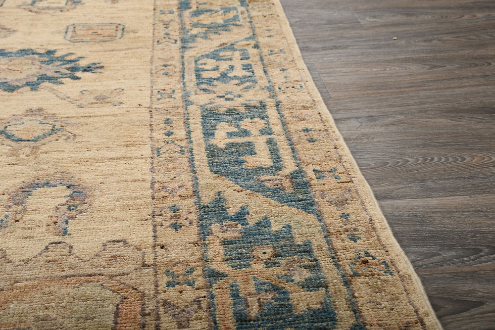 Thumbnail: 9x10 Beige Turkish Oushak Wool Rug