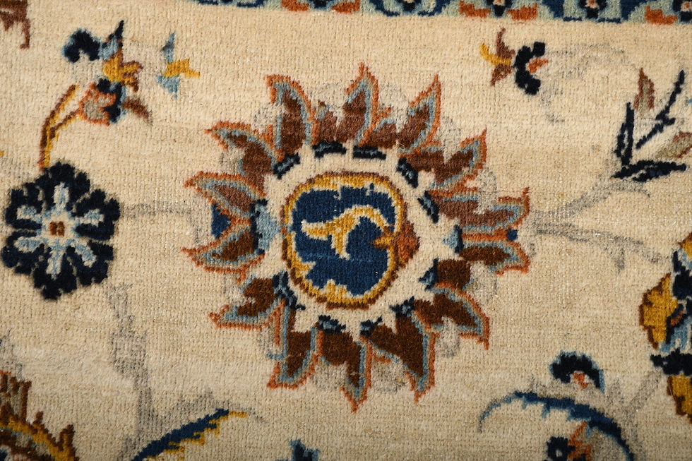 Thumbnail: 10x15 Beige Semi-Antique Persian Kashan Wool Rug
