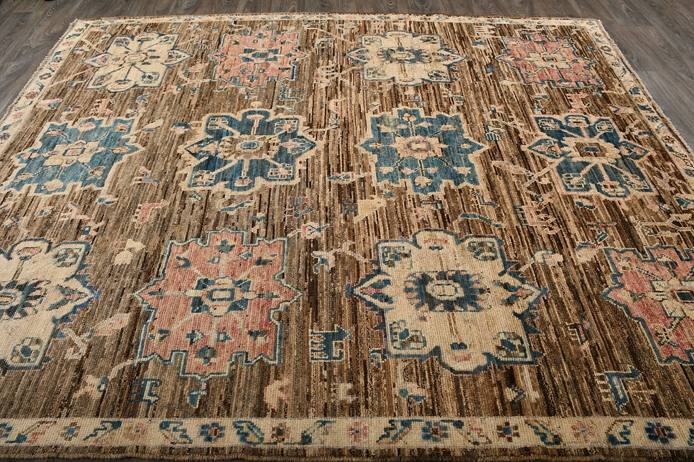 Thumbnail: 8x10 Brown Turkish Oushak Wool Rug