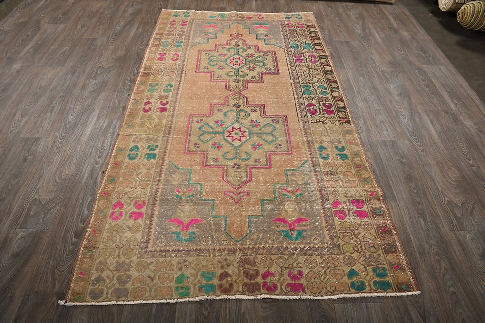Thumbnail: 4x9 Beige Semi-Antique Turkish Anatolian Wool Rug