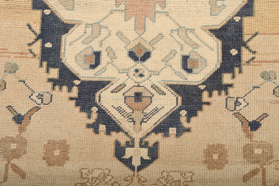 Thumbnail: Beige Turkish Vintage Hereke Rug 4x8 Hand-Knotted Wool Carpet