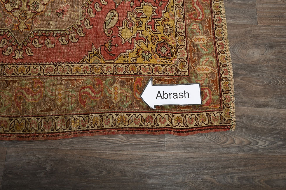 Thumbnail: Vintage Red Turkish Oushak Rug 5x6 Hand Knotted Wool Area Rug Traditional