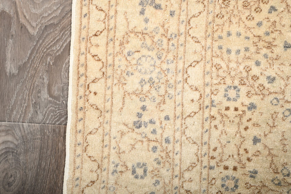 Thumbnail: Turkish Vintage Beige Wool Rug 4x6 Handmade Kayseri Area Rug