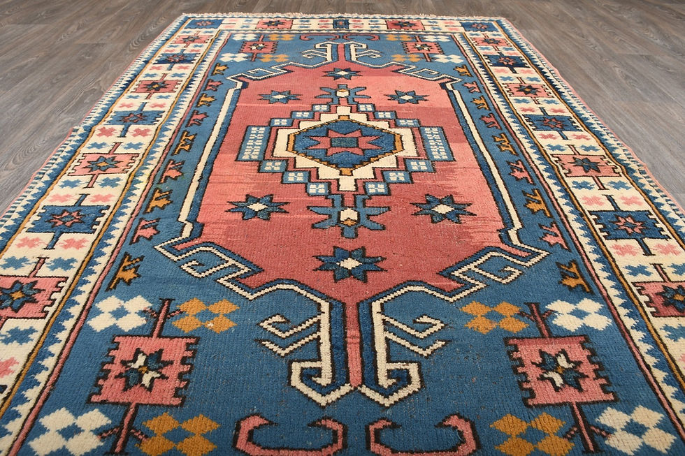 Thumbnail: 5x7 Red Vintage Turkish Anatolian Wool Rug