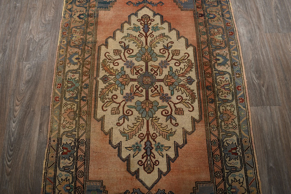 Thumbnail: 4x9 Beige Semi-Antique Turkish Anatolian Wool Rug