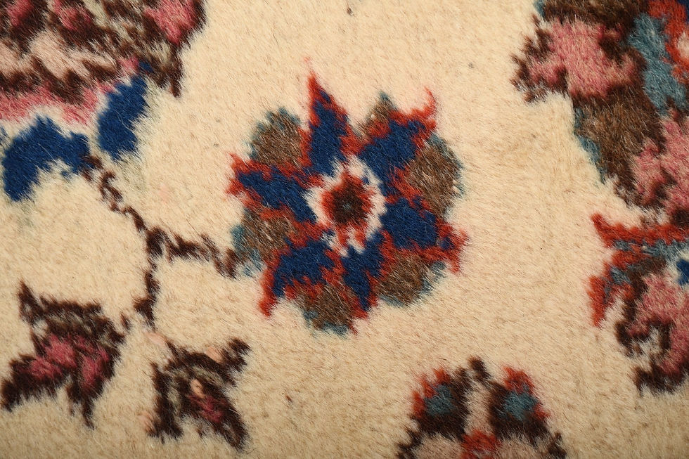 Thumbnail: Vintage Turkish Beige Wool Rug 4x7 Handmade Isparta Area Rug 1172