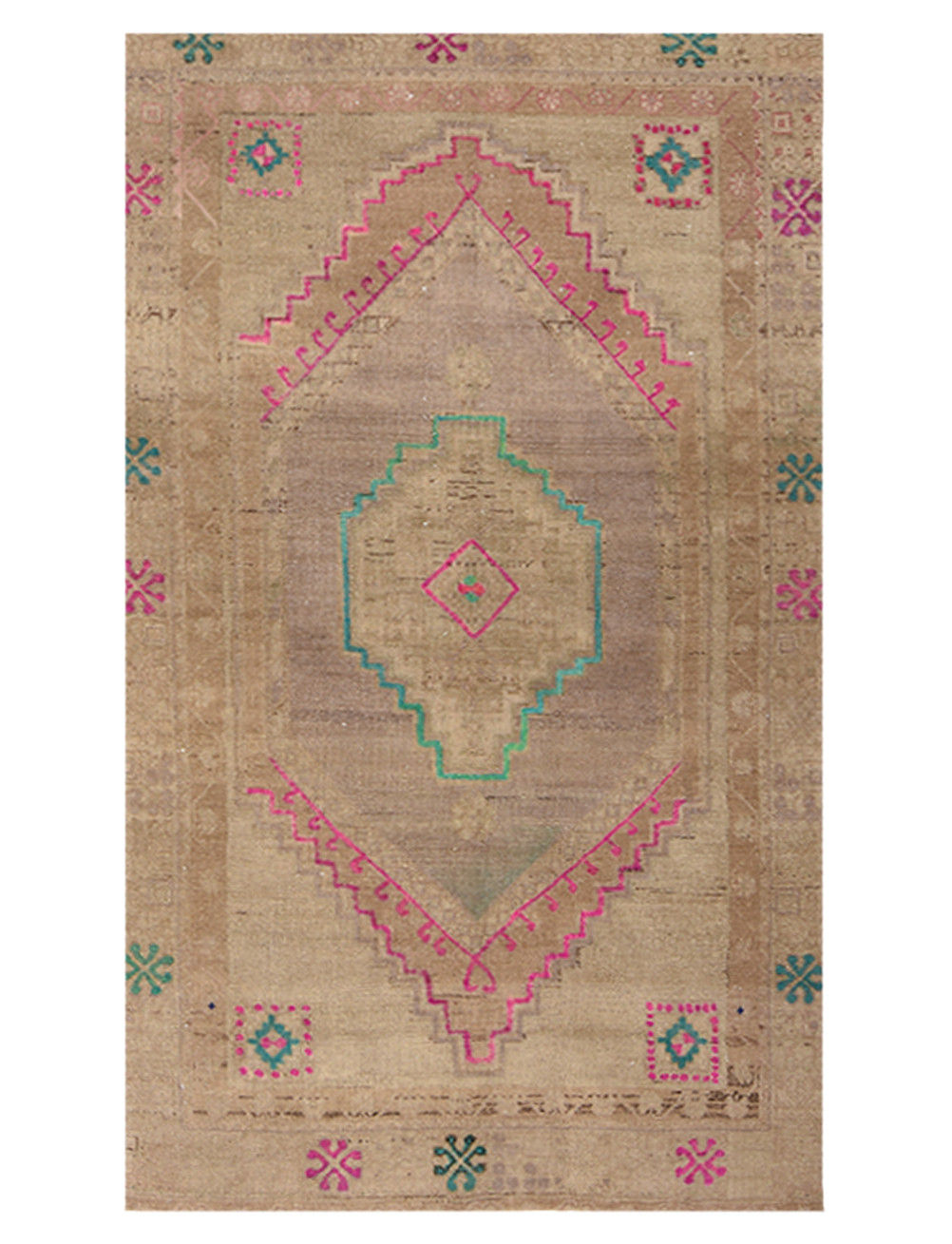 Vintage Turkish Rug 4x7 Beige Handmade Wool Anatolian Area Rug 1170