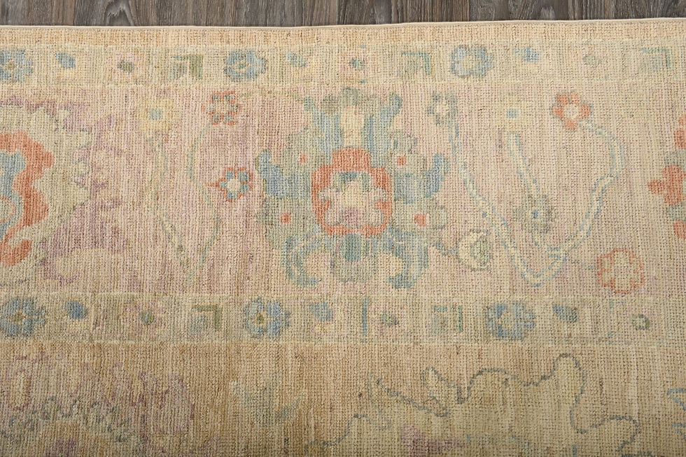 Thumbnail: 9x12 Beige Turkish Oushak Wool Rug