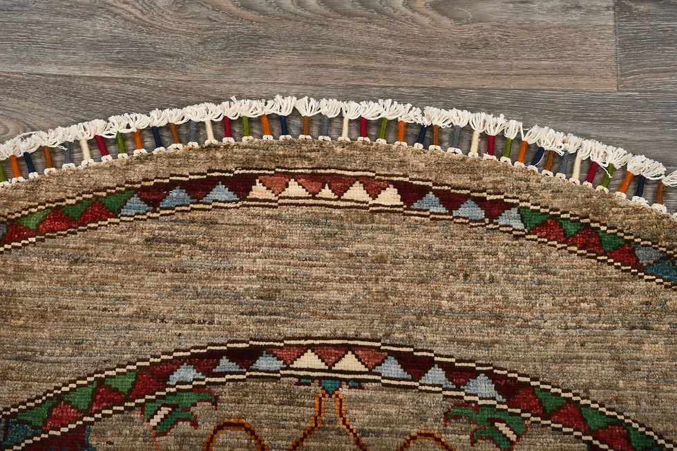 Thumbnail: 5x5 Beige Turkish Kazak Wool Rug